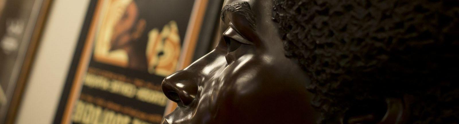 Statue of an African American man in the Charles L. Blockson Collection at Temple University.